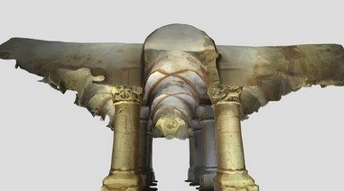 Nouvelle fenêtre vers le modèle 3D de la de la crypte de l'église Saint-Nicolas de Tavant : voûtes et colonnes seules